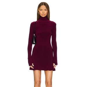 Norma Kamali x Revolve Plum Turtleneck Fishtail Mini Dress